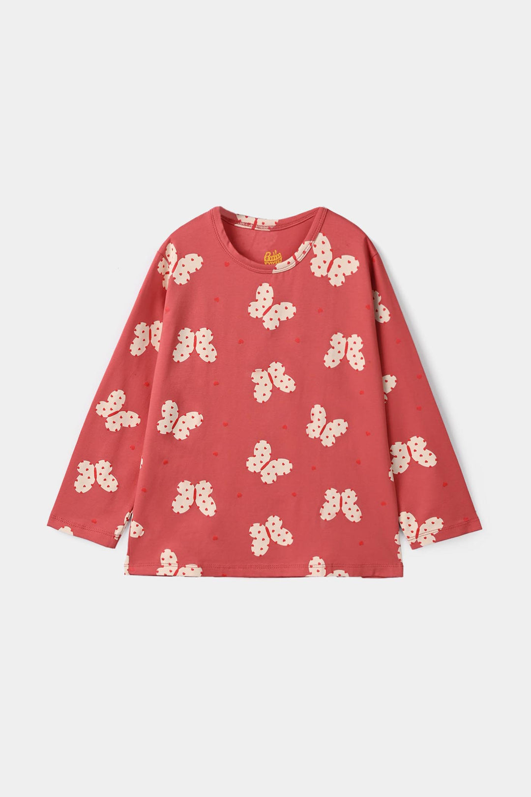 Girls Cotton Jersey Tee Butterfly Hearts-Pink
