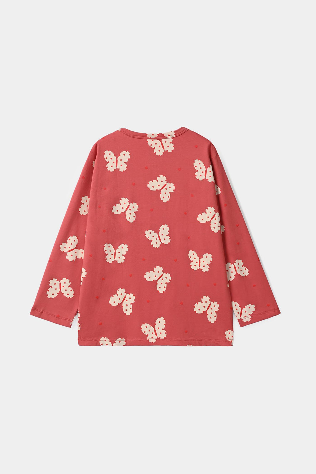 Girls Cotton Jersey Tee Butterfly Hearts-Pink
