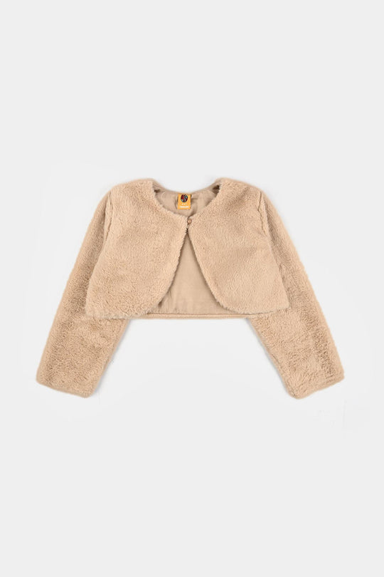 Girls Sherpa Bolero Snow - Light Brown