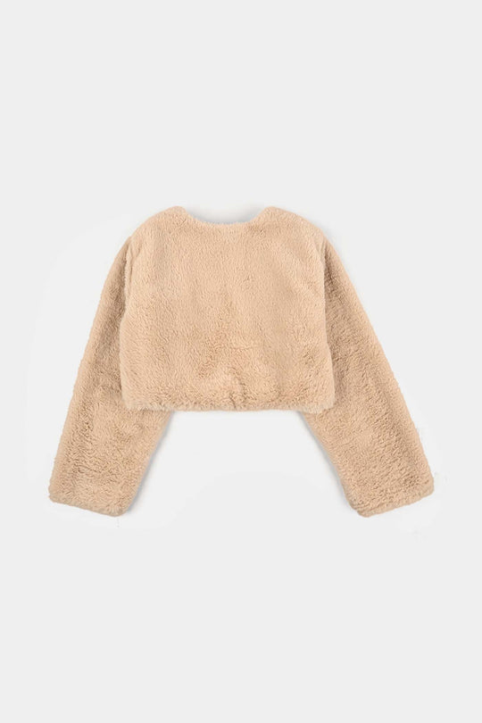 Girls Sherpa Bolero Snow - Light Brown