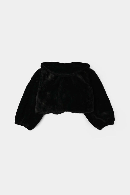 Girls Sherpa Bolero Winter Vibes (Black)