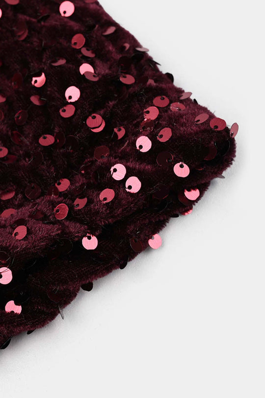 Girls Velvet Bolero Party (Maroon)