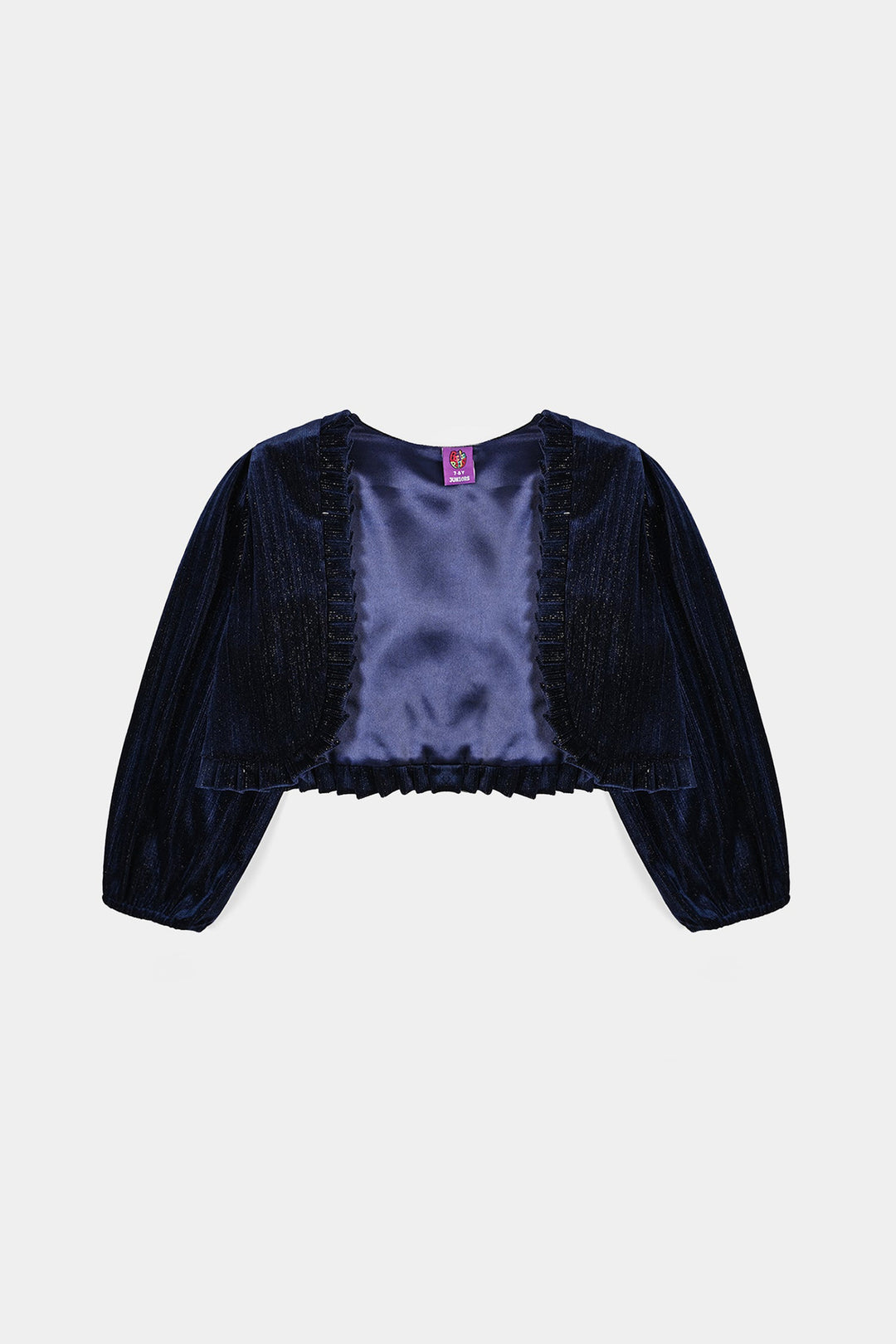 Girls Velvet Bolero Frill-Navy Blue