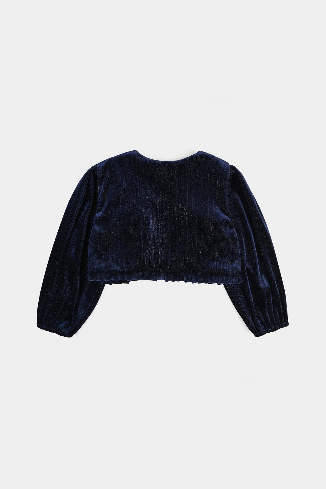 Girls Velvet Bolero Frill-Navy Blue