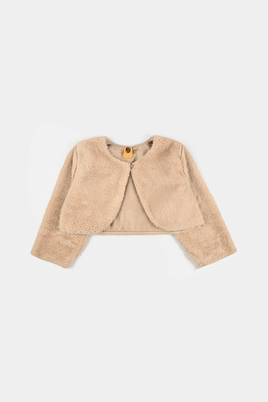 Infant Girls Sherpa Bolero Snow - Light Brown