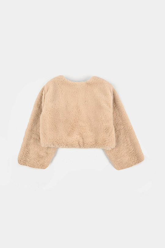 Infant Girls Sherpa Bolero Snow - Light Brown