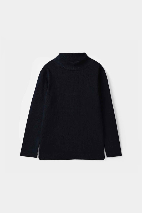 Boys 2x1 Rib Turtle Neck Navy