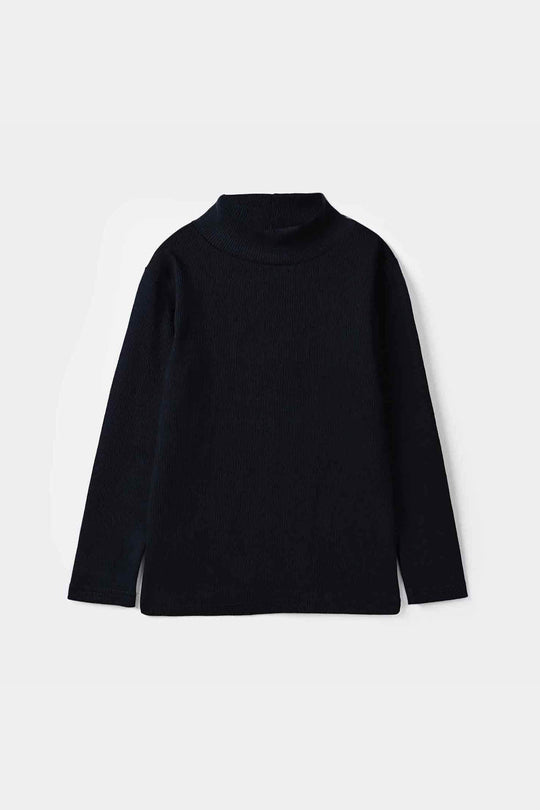 Boys 2x1 Rib Turtle Neck Navy
