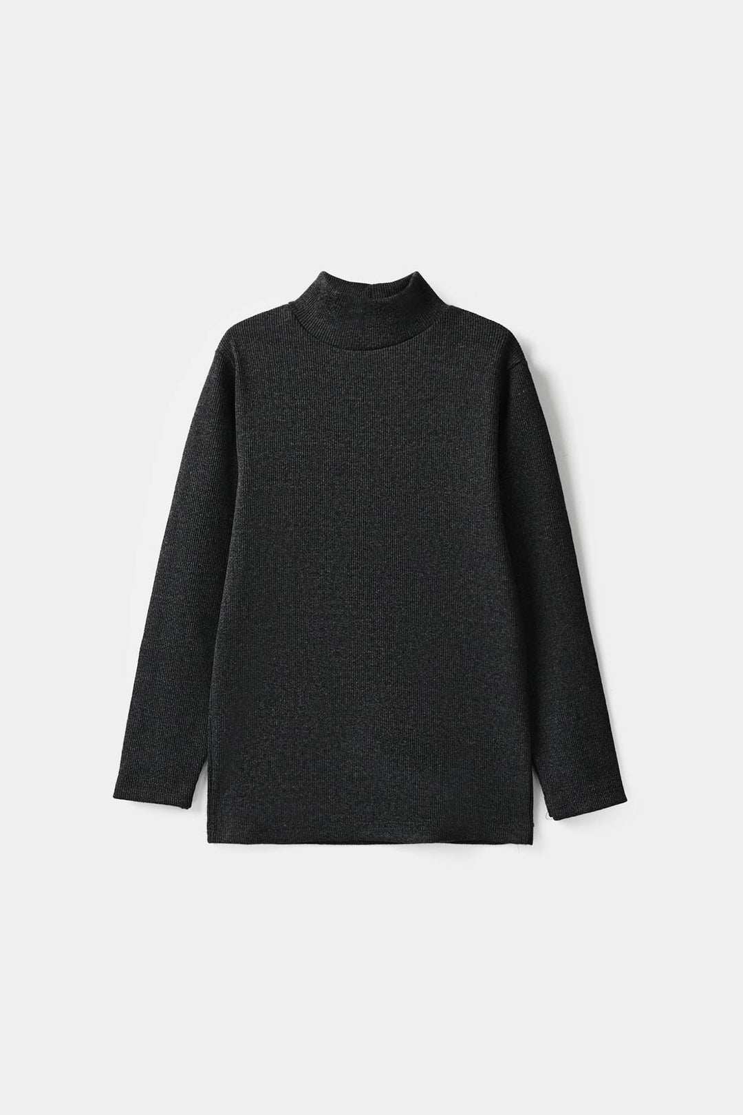 Boys 2x1 Rib Turtle Neck Charcoal
