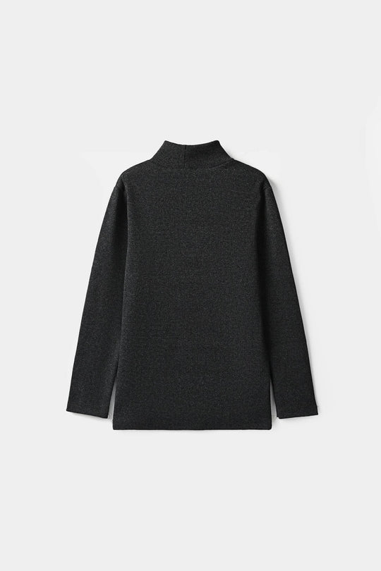 Boys 2x1 Rib Turtle Neck Charcoal