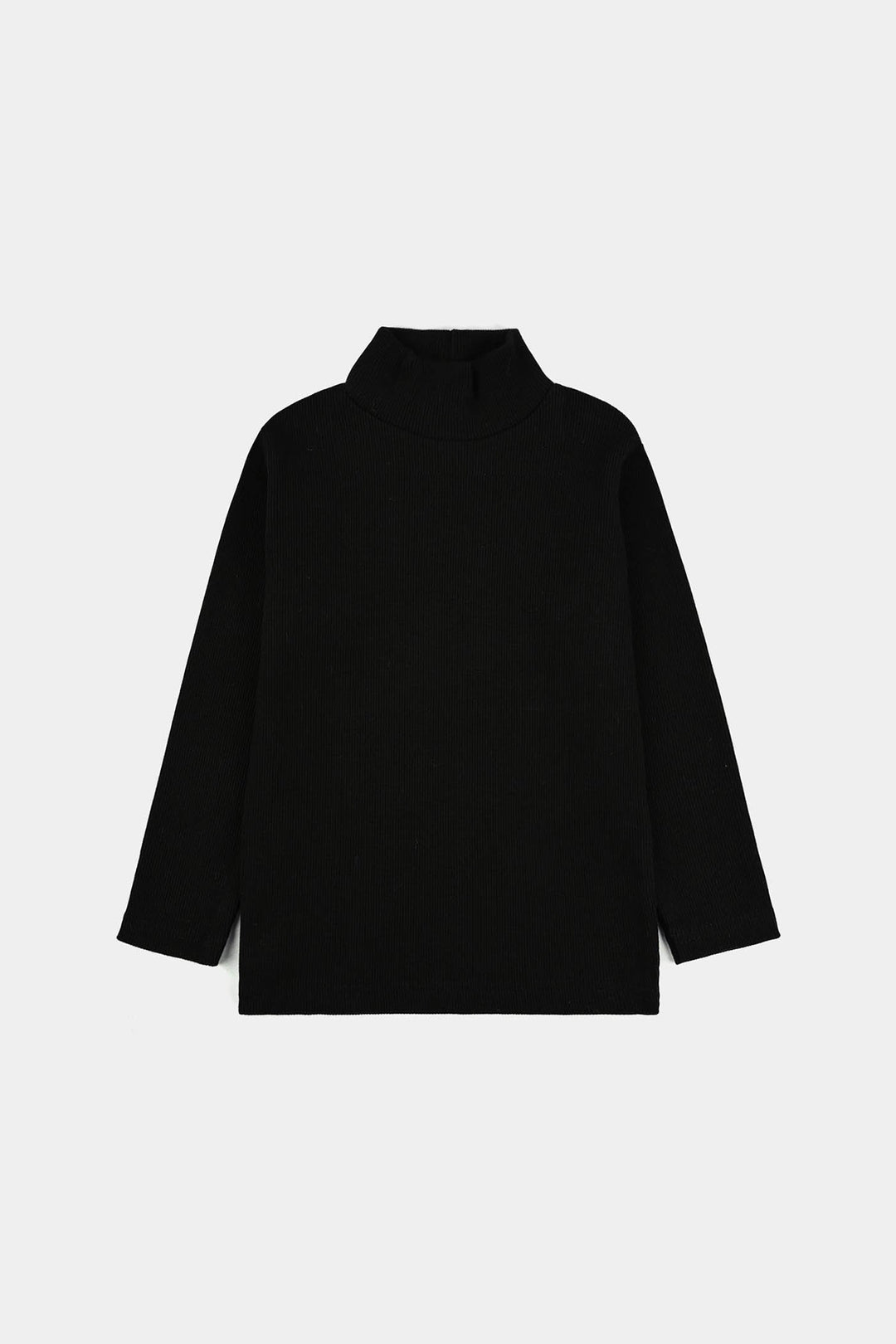 Boys 2x1 Rib Turtle Neck Black