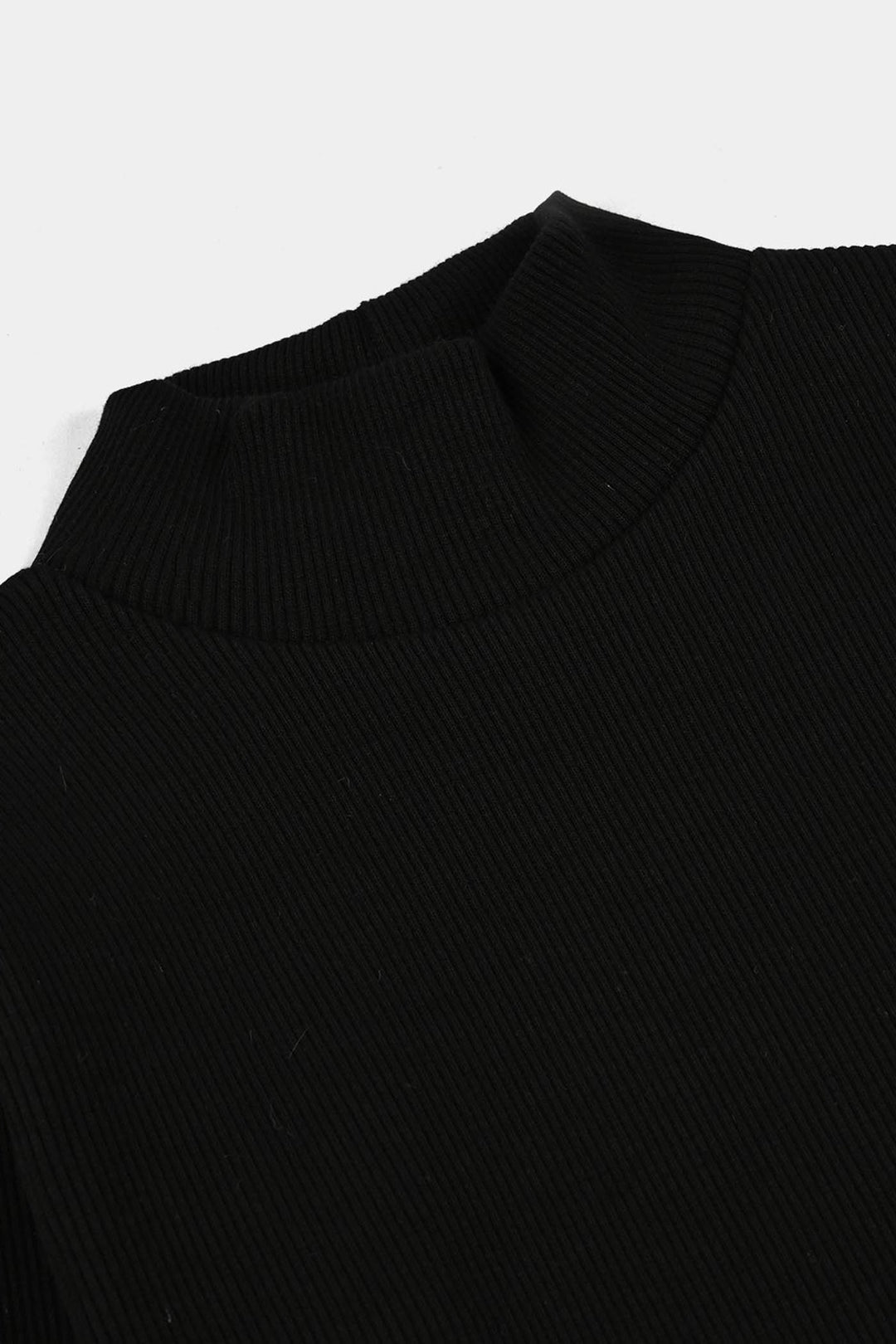 Boys 2x1 Rib Turtle Neck Black