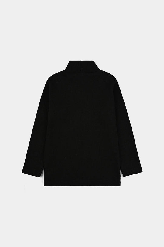 Boys 2x1 Rib Turtle Neck Black