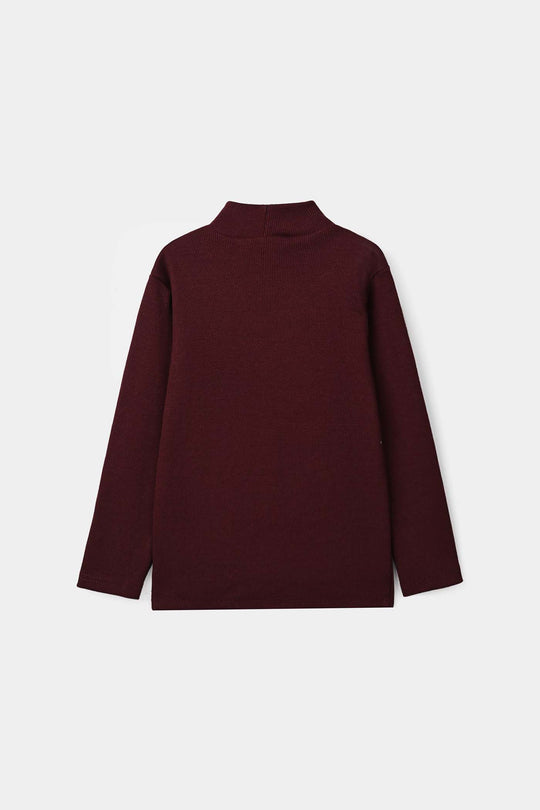 Boys 2x1 Rib Turtle Neck RED