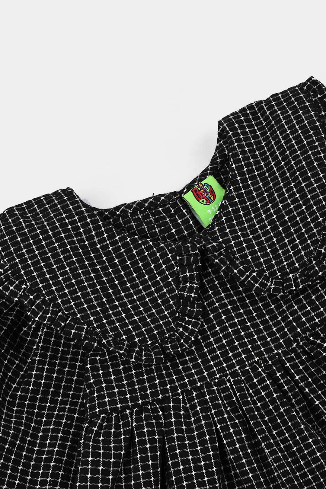 Infant Girls Poly Cotton Casual Top Checks-BLACK