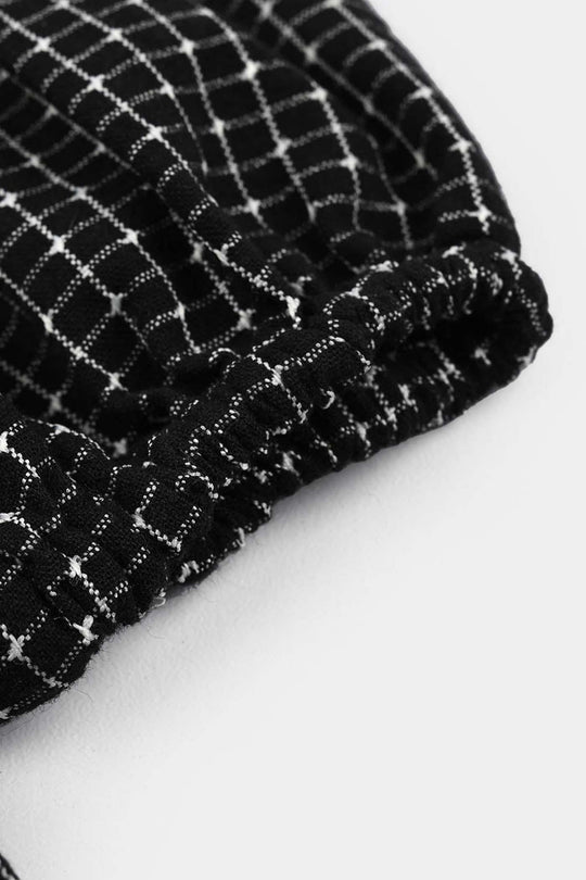 Infant Girls Poly Cotton Casual Top Checks-BLACK