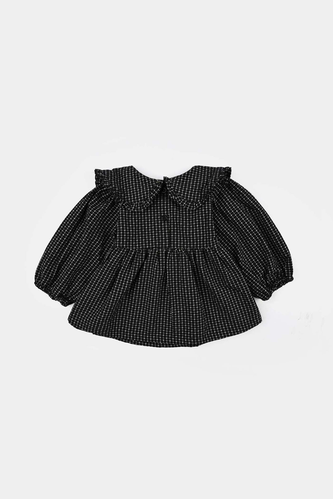 Infant Girls Poly Cotton Casual Top Checks-BLACK