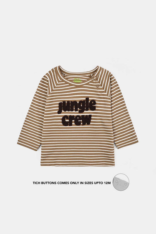 Infant Boys Yarn Dyed T-Shirt Jungle Crew - BROWN