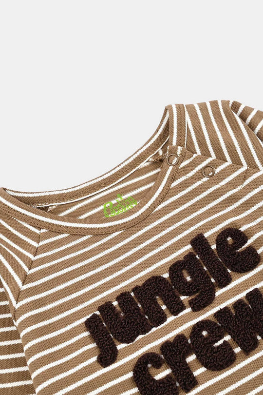 Infant Boys Yarn Dyed T-Shirt Jungle Crew - BROWN