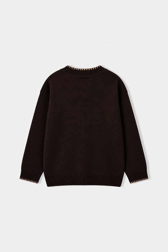 Boys Acrylic F/S Sweater Cross Edge