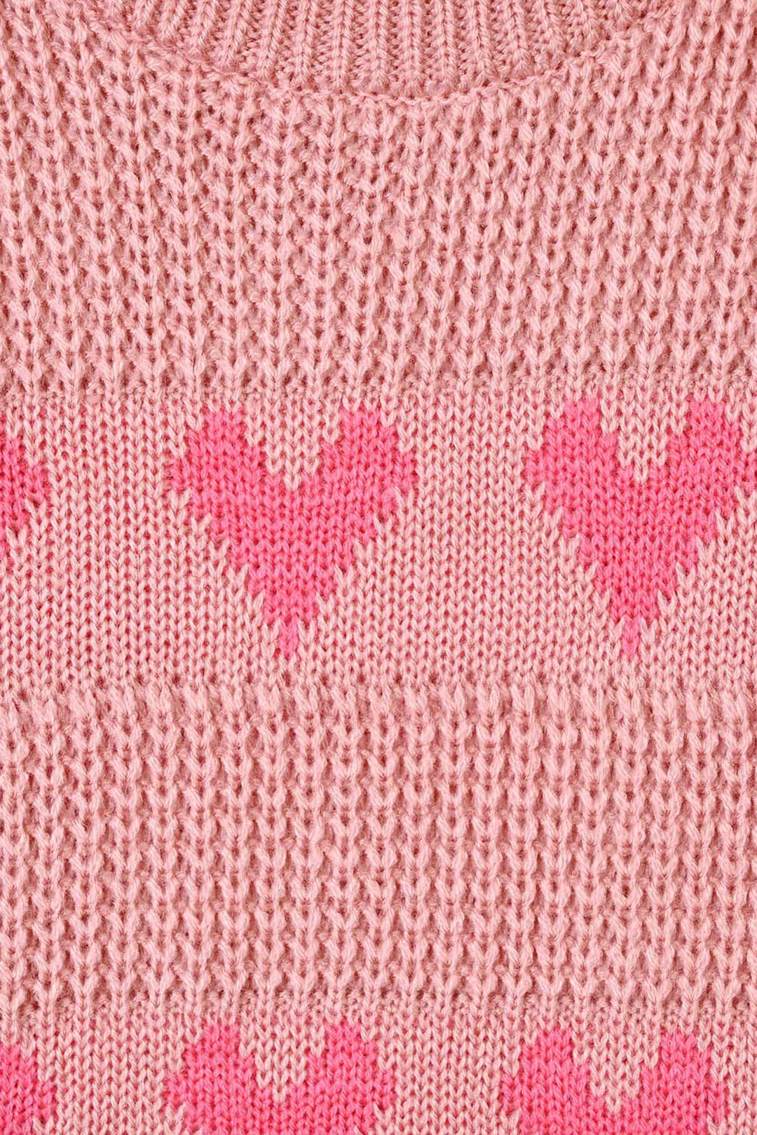 Girls Acrylic F/S  Sweater All Hearts-Pink
