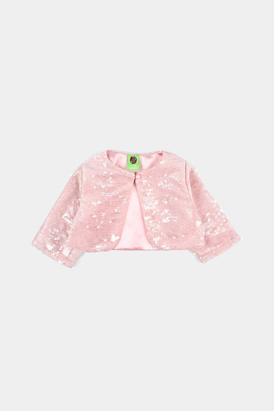 Infant Girls Velvet Bolero Party-Pink