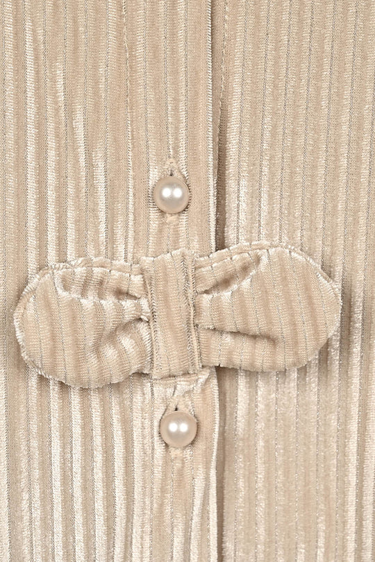 Girls Velvet Casual Top Stripers - BEIGE
