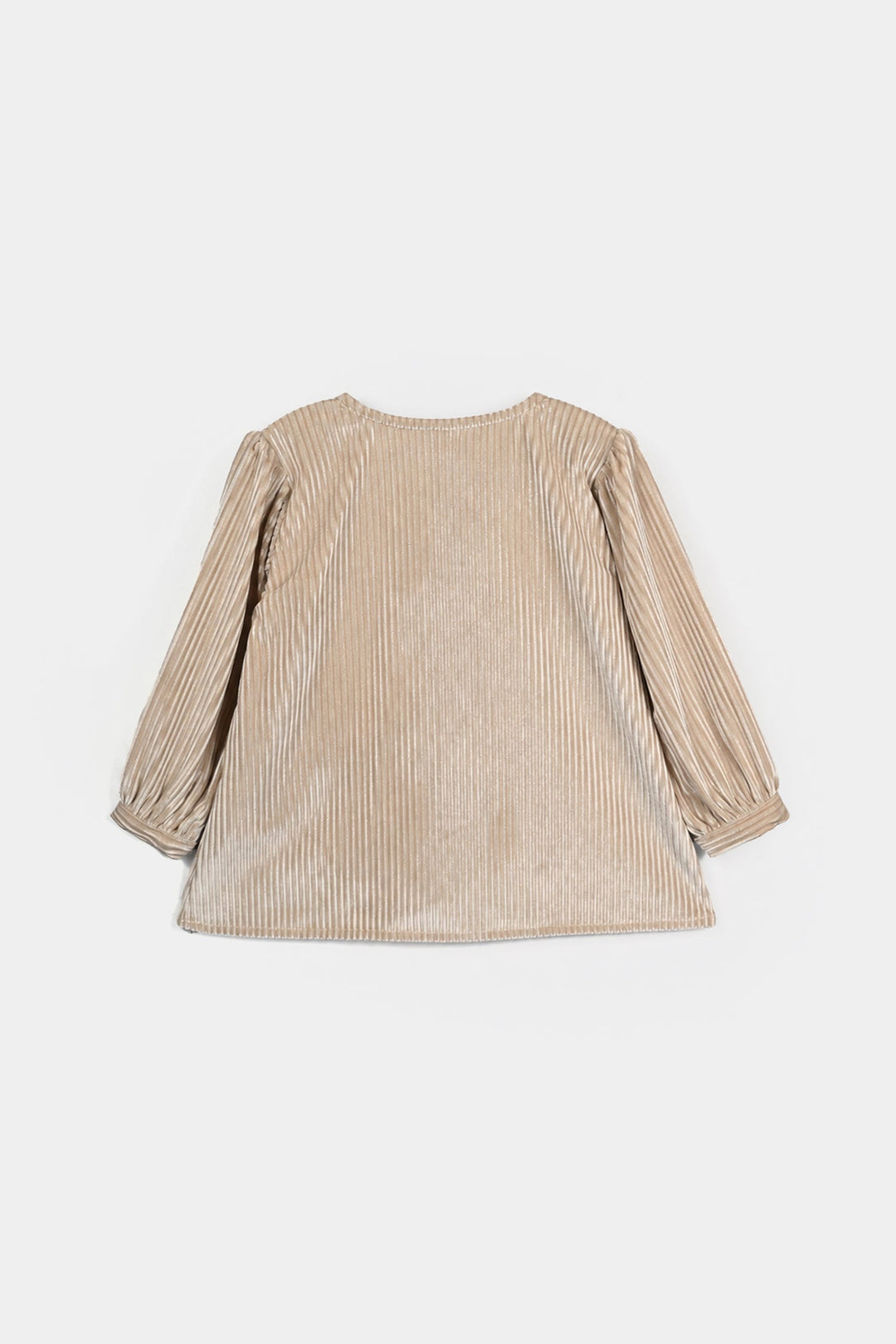 Girls Velvet Casual Top Stripers - BEIGE