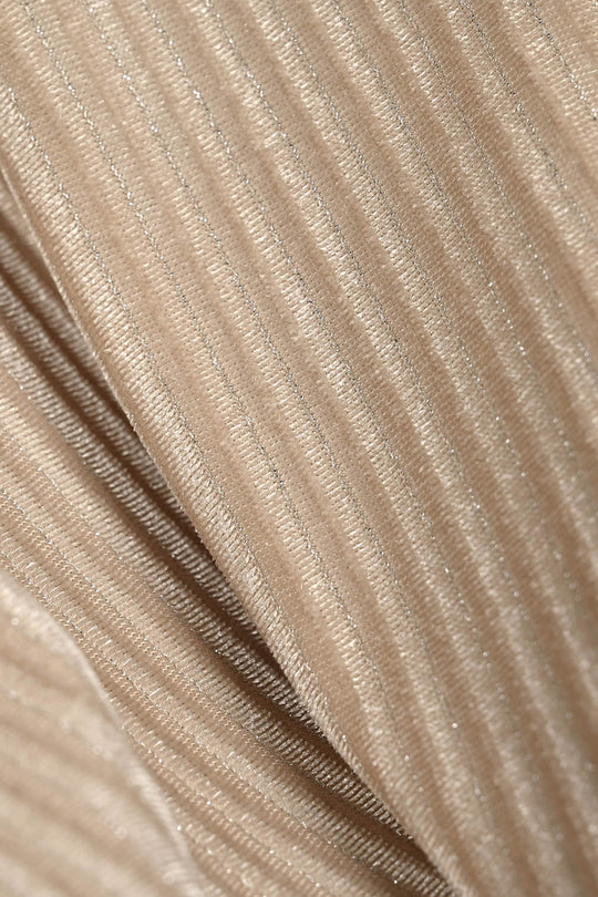 Girls Velvet Casual Top Stripers - BEIGE