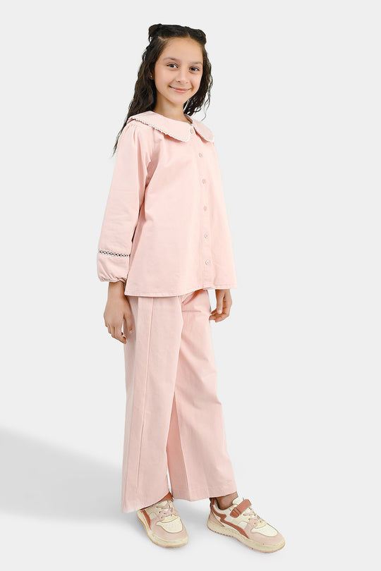 Girls Cotton Twill Co-Ord Set Chunky (Pink)