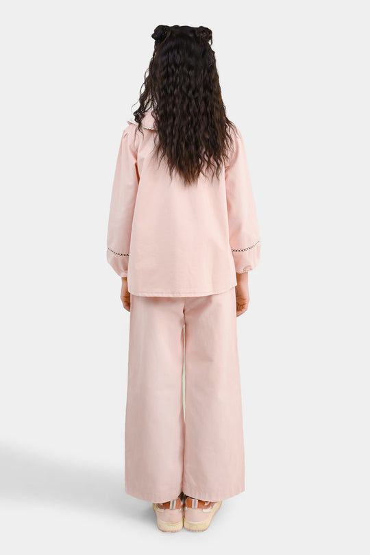 Girls Cotton Twill Co-Ord Set Chunky (Pink)