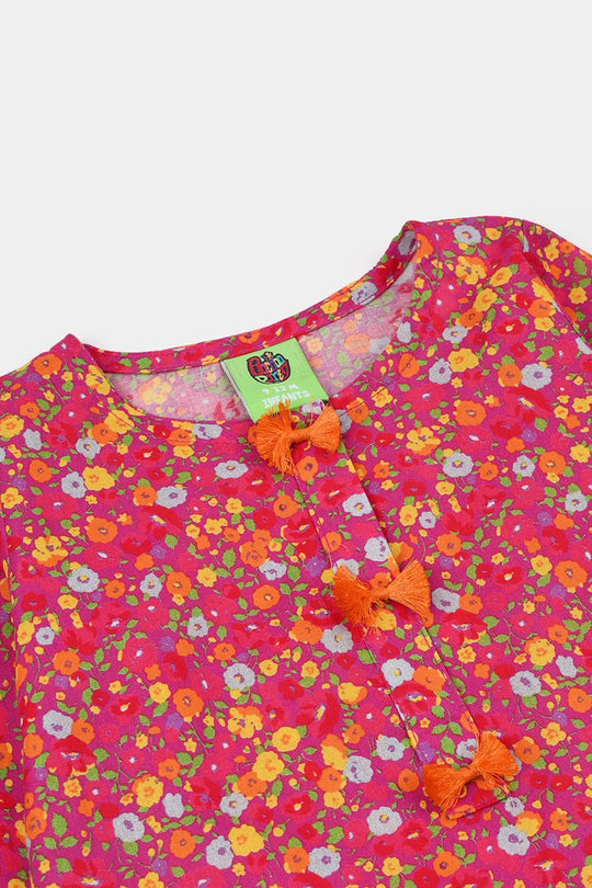 Infant Girls Cotton Printed 2Pcs Chintz-Pink