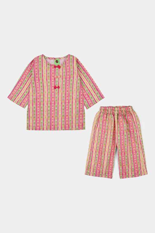 Infant Girls Cotton Printed 2Pcs Floral- Multi