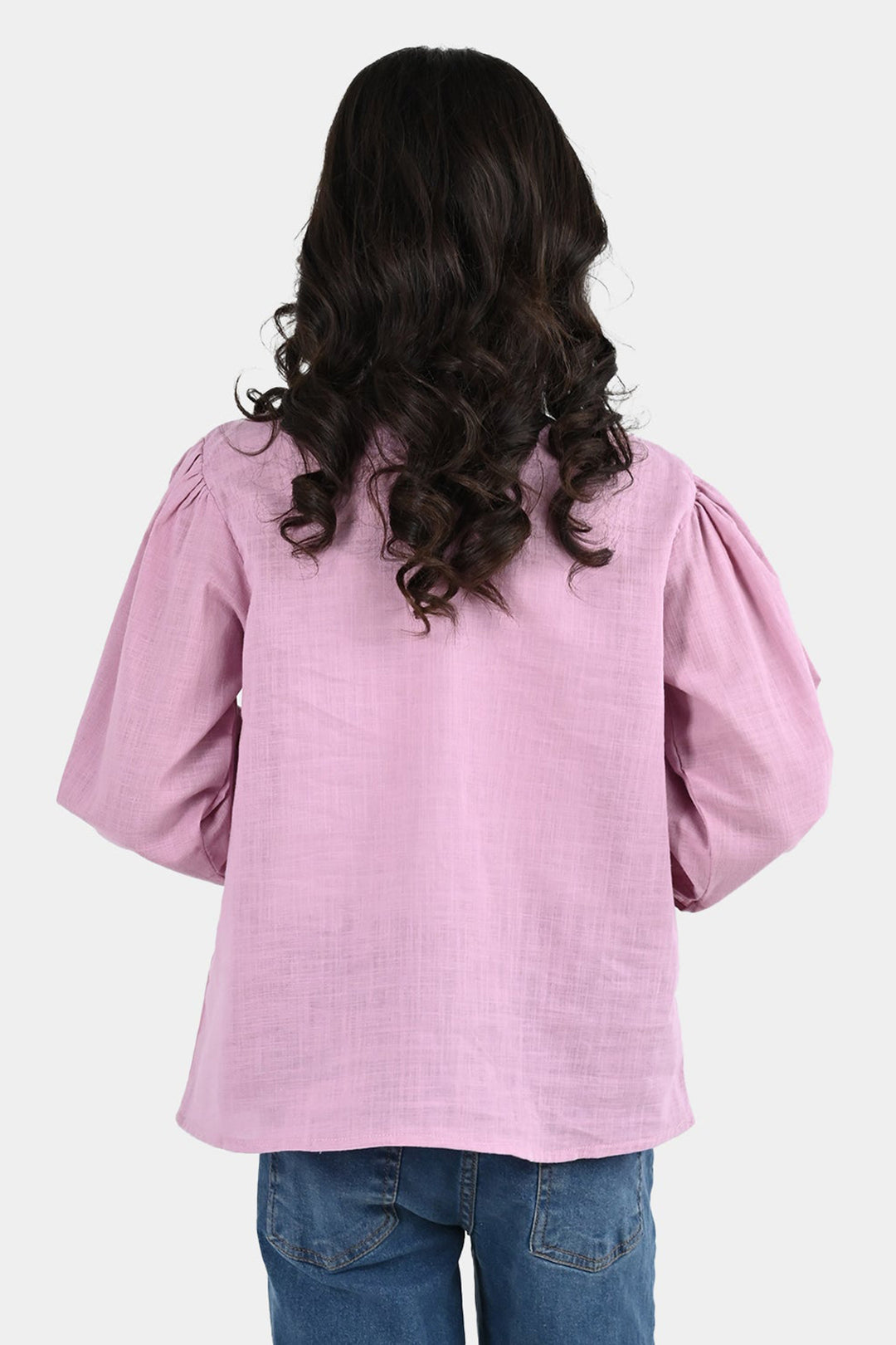 Girls Cotton EMB Top Cherry-Orchid