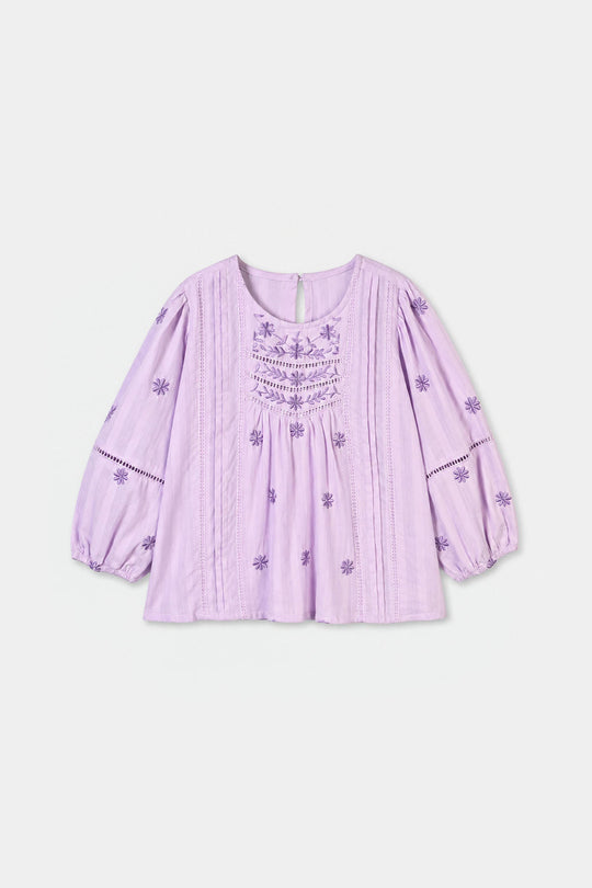 Girls Cotton Emb Top Alice-Lavender