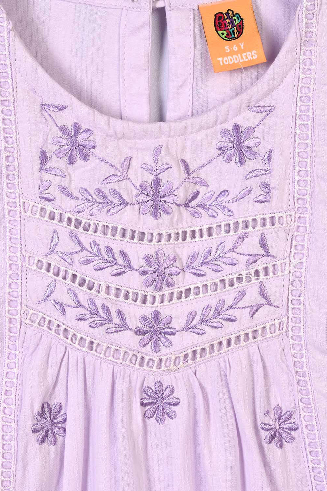 Girls Cotton Emb Top Alice-Lavender