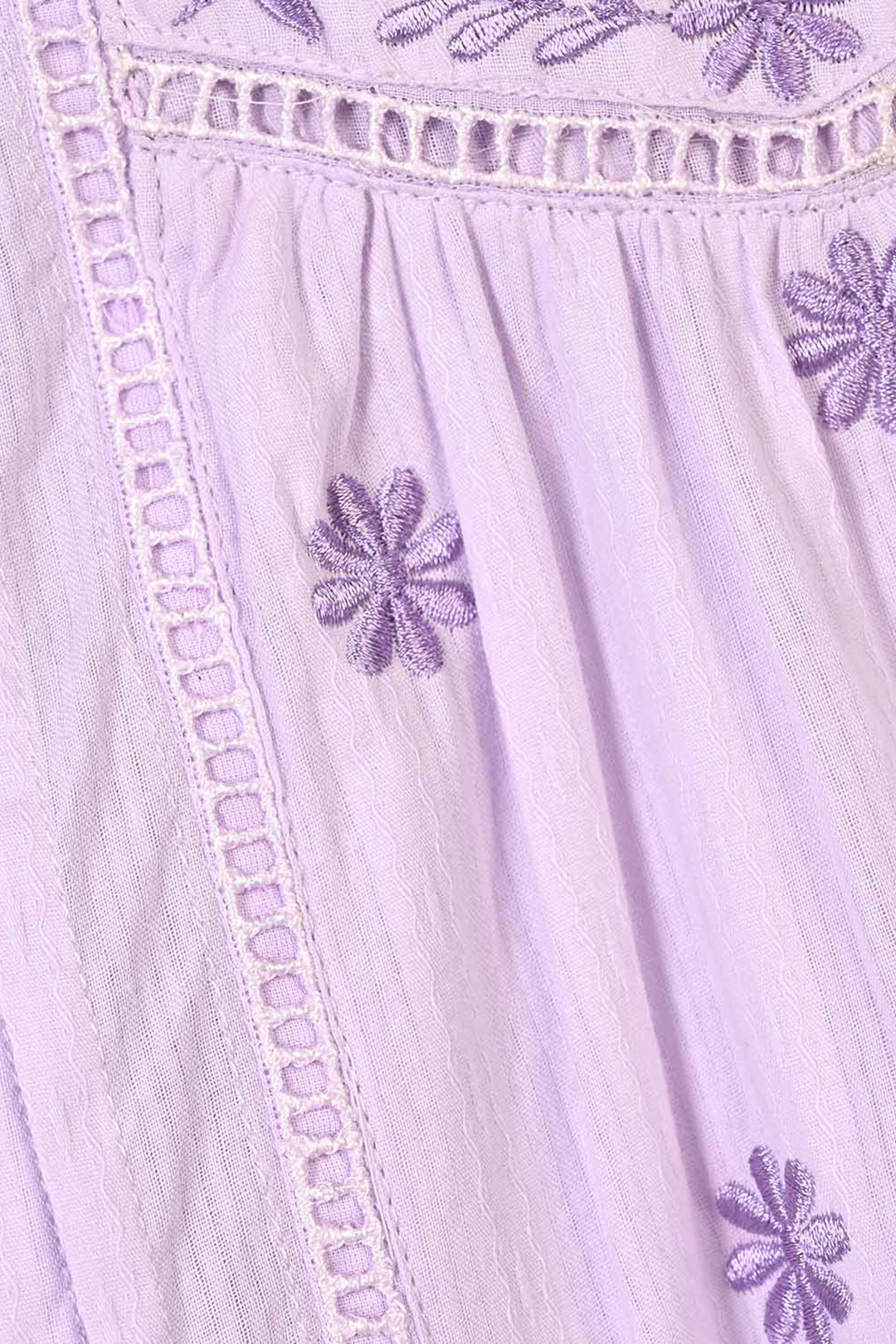 Girls Cotton Emb Top Alice-Lavender