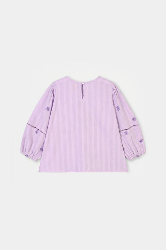 Girls Cotton Emb Top Alice-Lavender