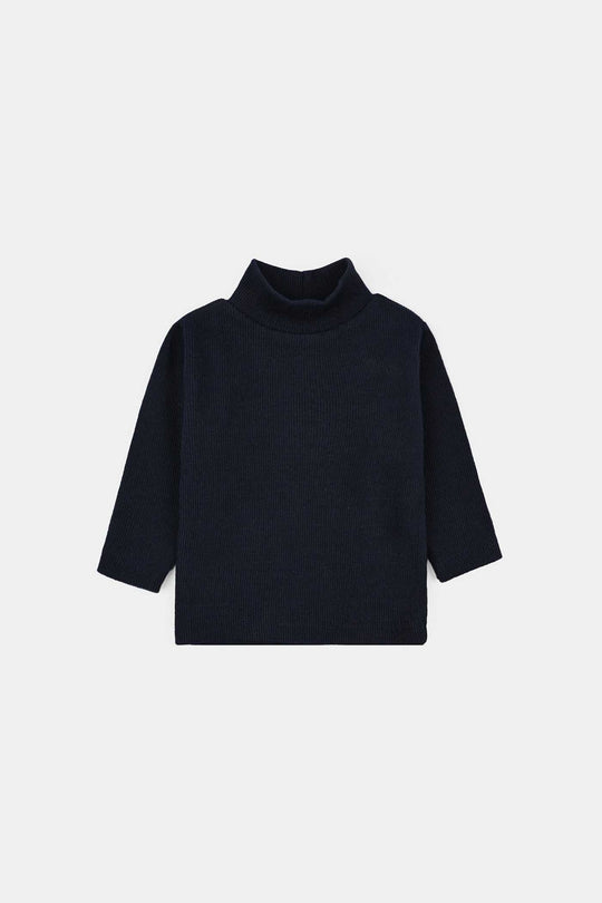 Infant Boys 2x1 Rib Turtle Neck - Navy
