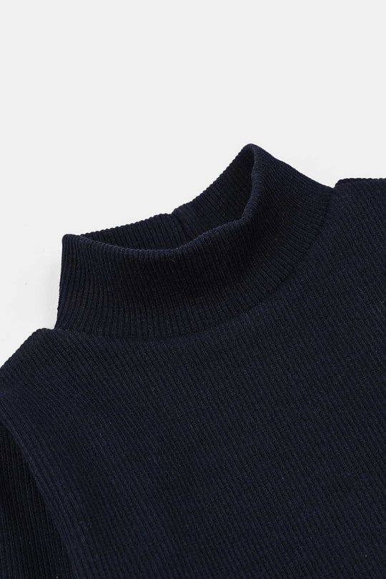 Infant Boys 2x1 Rib Turtle Neck - Navy