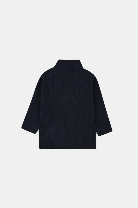 Infant Boys 2x1 Rib Turtle Neck - Navy