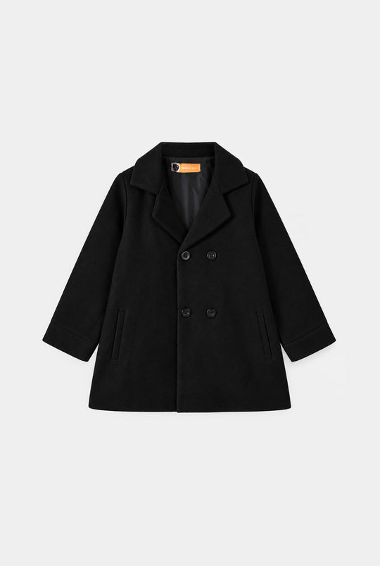 Girls Wool Trench Coat-Black