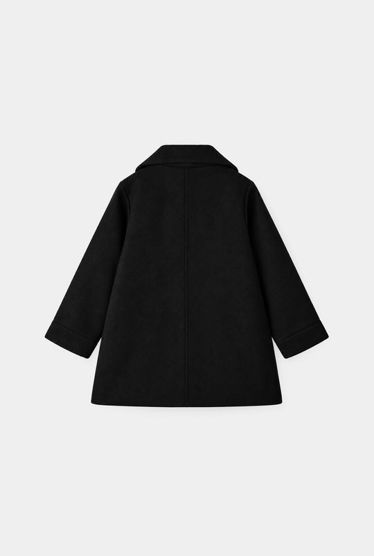 Girls Wool Trench Coat-Black