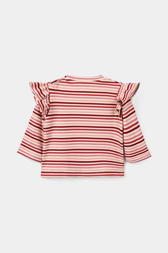 Infant Girls 2x1 Rib T-Shirt Strawberry - White
