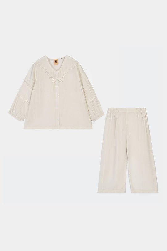Girls Seersucker Co-Ord Set Caramel-Off White