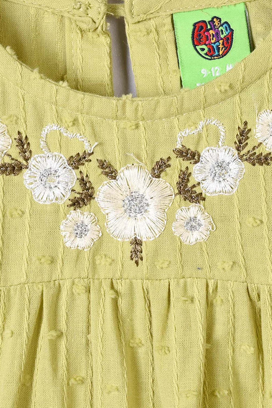 Infant Girls Cotton Emb Top Little Lark- Lime