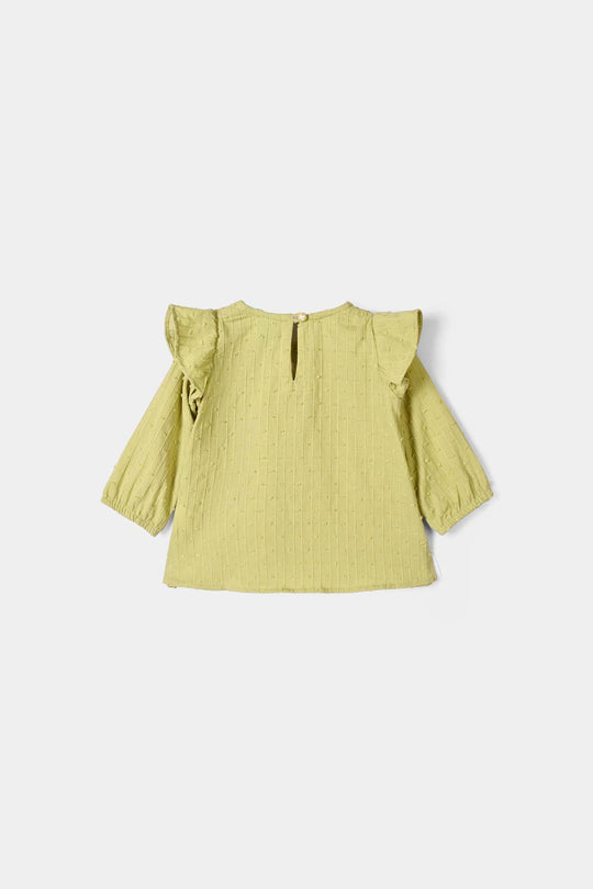 Infant Girls Cotton Emb Top Little Lark- Lime