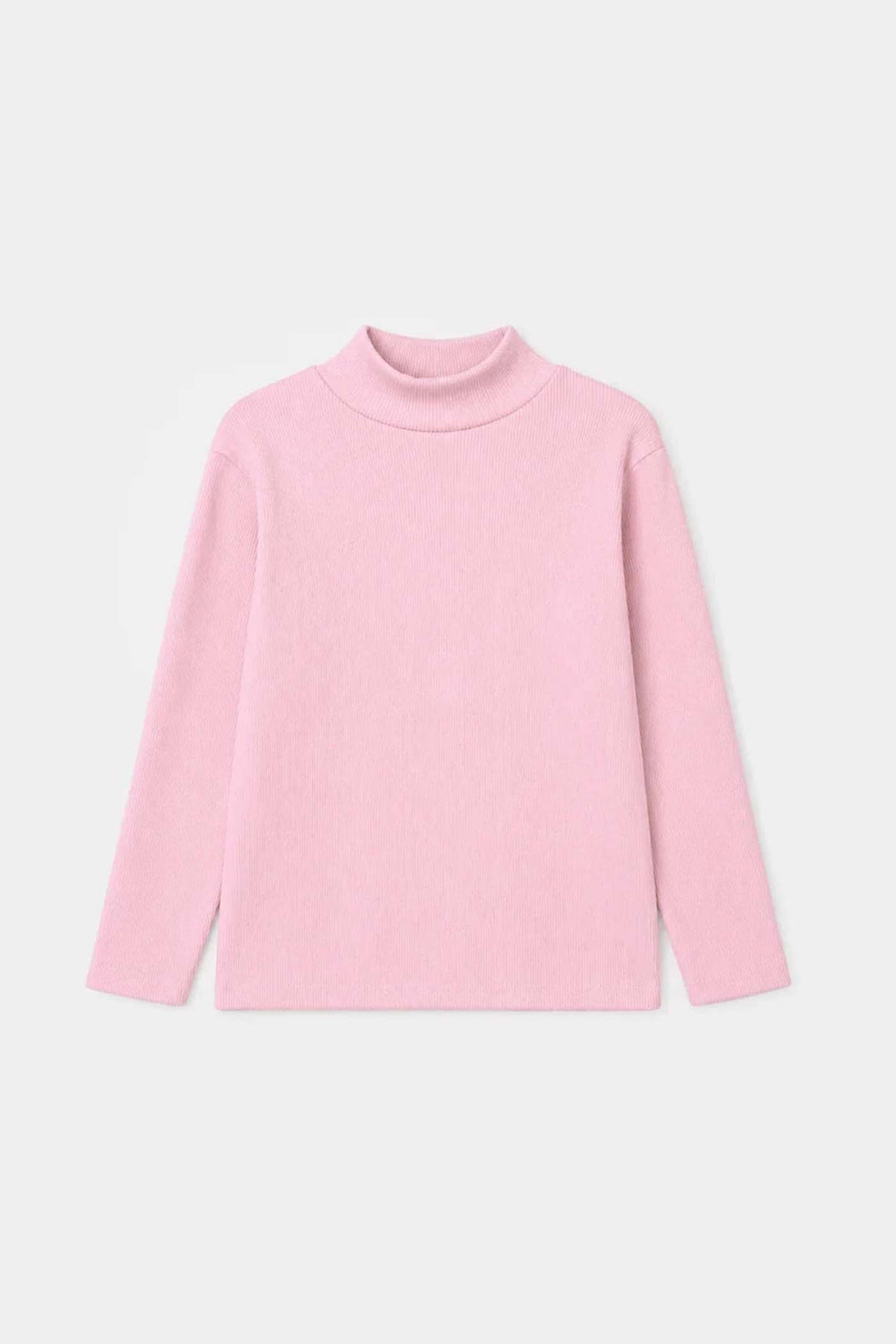 Girls 2x1 Rib Turtle Neck-Pink