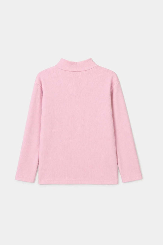 Girls 2x1 Rib Turtle Neck-Pink