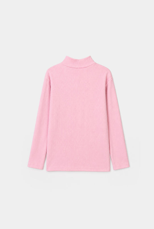 Girls 2x1 Rib Turtle Neck - PINK